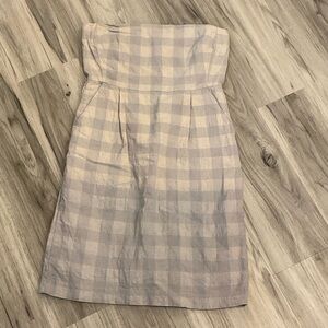 GAP Beige and Gray Checkered plaid Strapless Dress, Spring, Summer, Easter